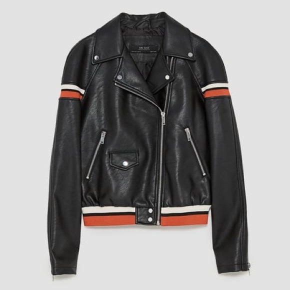 Zara Faux Leather Bomber Moto Jacket XS - Picture 2 of 8